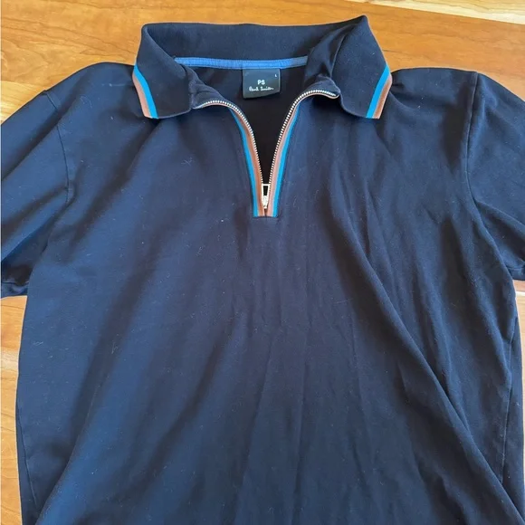 Paul Smith Black Polo with Blue and Orange Accents - Picture 4 of 4